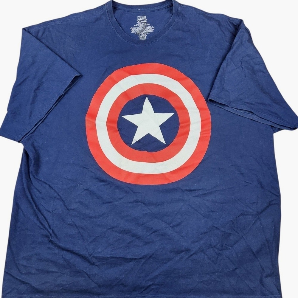Marvel Comics Captain America 4XL T Shirt Blue Shield Graphic Print Superhero
